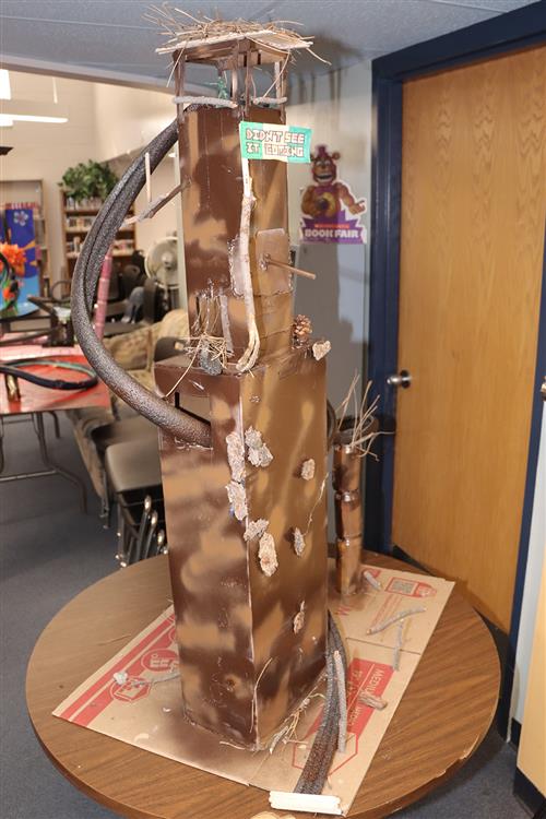  EMS eighth-graders' foam roller coasters filled the library with creativity